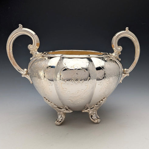 約 1850 年英國古董銀盤茶具,3 件套,Padley Parkin